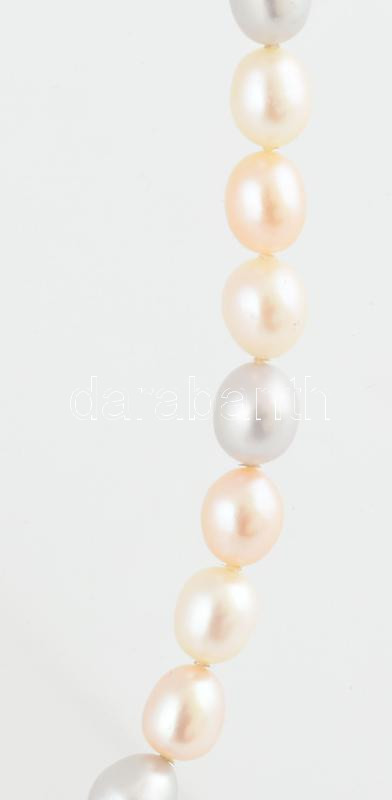 Igazgyöngy nyaklánc, 3 klf. színű gyöngyökkel, h: 44 cm - Image 2