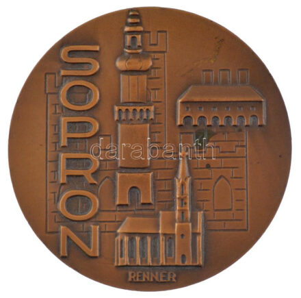 Renner Kálmán (1927-1994) 1977. 'Sopron 1277-1977' kétoldalas bronz emlékérem (60mm) T:1-,2