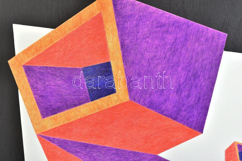 Getto József (1993-): Valahol máshol. Vegyes technika, fa, falemezen, jelzett a hátoldalán. 39x35 cm - Image 2