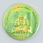 1984. 'Magyarország - Franciaország Bélyegkiállítás - Budapest 1984' eozin mázas Zsolnay porcelán emlékplakett, apró kopásnyomokkal, jelzett, d: 11 cm