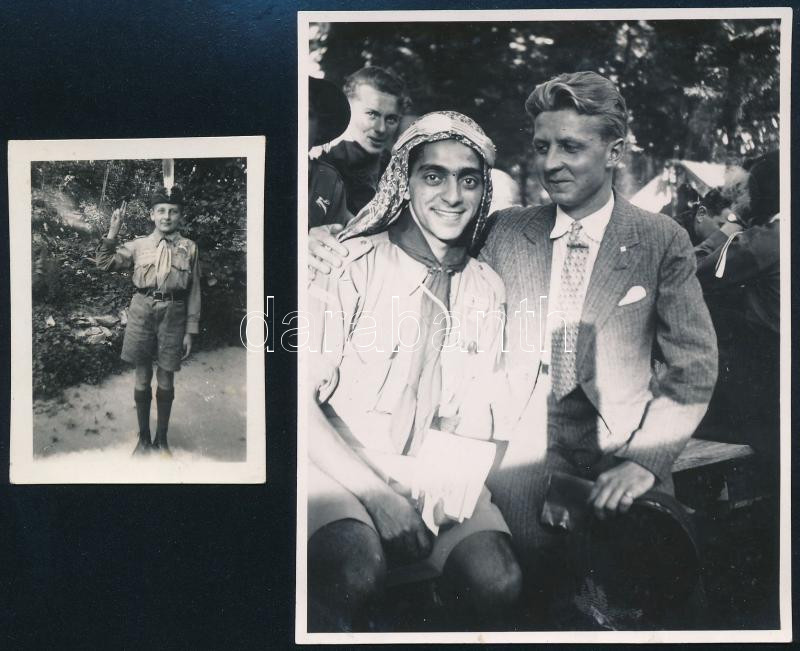 1933 Gödöllő, Jamboree, 2 db fotó, 6×4,5 és 11×9 cm
