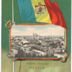 Braila, Vederea Generala / general view. Art Nouveau, litho with Romanian flag (EB)
