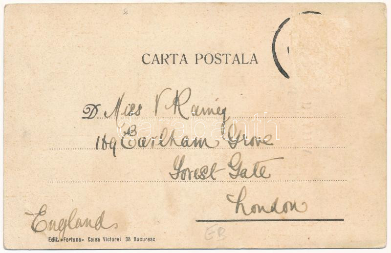 Braila, Vederea Generala / general view. Art Nouveau, litho with Romanian flag (EB) - Image 2