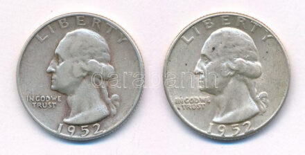 Amerikai Egyesült Államok 1952. 25c Ag + 1952S. 25c Ag T:2,2- USA 1952. 25 Cent Ag + 1952S. 25 Cent Ag C:XF,VF
