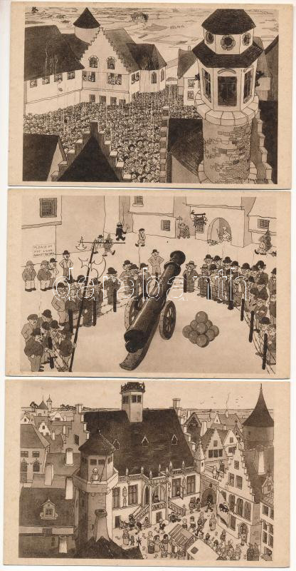 1933 Chicago World's Fair - 7 db régi humoros képeslap / 7 pre-1945 humorous postcards by Jean Dratz - Image 2