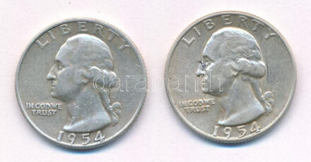 Amerikai Egyesült Államok 1954. 25c Ag + 1954D 25c Ag T:2- fo. USA 1954. 25 Cent Ag + 1954D 25 Cent Ag C:VF spotted