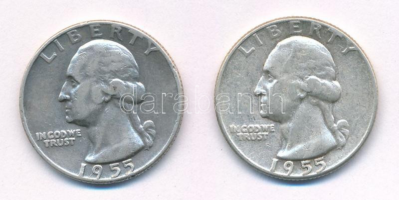 Amerikai Egyesült Államok 1955. 25c Ag (2x) T:2- USA 1955. 25 Cent Ag (2x) C:VF