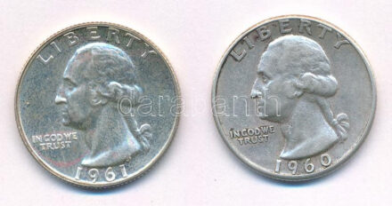 Amerikai Egyesült Államok 1960. 25c Ag + 1961. 25c Ag T:1-,2 USA 1960. 25 Cent Ag + 1961. 25 Cent Ag C:AU,XF