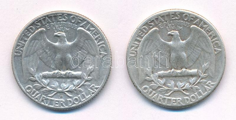 Amerikai Egyesült Államok 1957. 25c Ag + 1957D. 25c Ag T:2- USA 1957. 25 Cent Ag + 1957D. 25 Cent Ag C:VF - Image 2