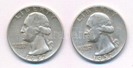 Amerikai Egyesült Államok 1957. 25c Ag + 1957D. 25c Ag T:2- USA 1957. 25 Cent Ag + 1957D. 25 Cent Ag C:VF