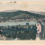 1904 Orsova, látkép. Montázs távcsöves hölggyel / general view. Montage with lady with binoculars (fl)