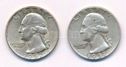 Amerikai Egyesült Államok 1957. 25c Ag + 1957D. 25c Ag T:2,2- fo. USA 1957. 25 Cent Ag + 1957D. 25 Cent Ag C:XF,VF spotted