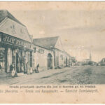 Szerdahely, Miercurea Sibiului, Mercurea, Merkurea, Reussmarkt; Strada principala (partea din jos) si biserica gr. or. romana / Fő utca, Ortodox templom, Ilie Floasiu üzlete és saját kiadása / main street, Orthodox church, publisher's shop (fl)