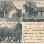 1911 Sarmaság, Sarmasag; Vasútállomás, Posta, Csendőrlaktanya. Domokos Irma kiadása / railway station, post office, gendarme barracks (EK)