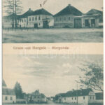1917 Morgonda, Mergeln, Merghindeal; tér, üzlet / square, shop (EK)