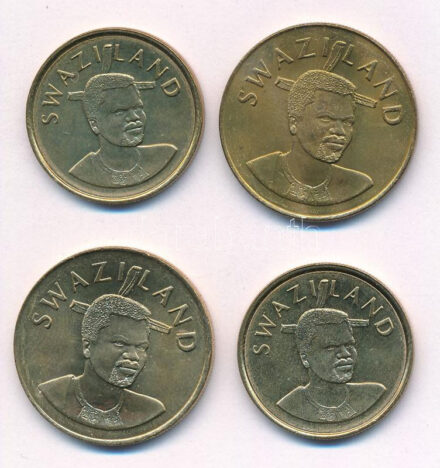 Szváziföld 1999. 5E sárgaréz 'III. Mswati' (2x) + 2003. 2E sárgaréz 'III. Mswati' (2x) T:1,1- Eswatini 1999. 5 Emalangeni brass 'Mswati III' (2x) + 2003. 2 Emalangeni brass 'Mswati III' (2x) C:UNC,AU Krause KM#47, KM#46