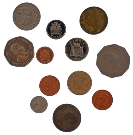 12xklf afrikai érméből álló tétel T:1-2- 12xdiff African coin lot C:UNC-VF