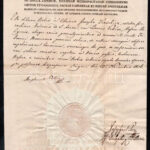 1836 Kollár István (1764-1844) királyi tanácsos, kanonok, választott püspök autográf aláírással ellátott fejléces okmánya viaszpecséttel.