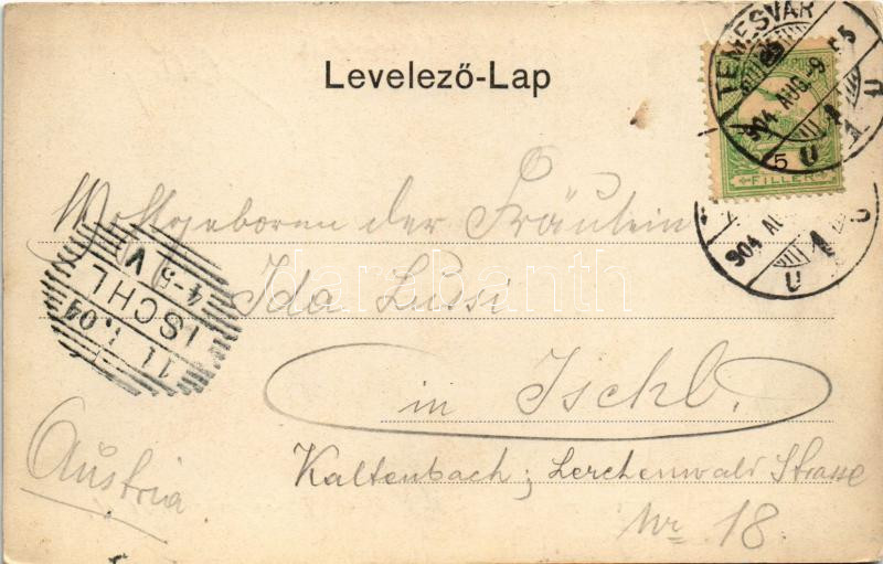 1904 Temesvár, Timisoara; Jenő herceg tér, emlékmű, Temesi Agrár Takarékpénztár, Uhrmann Henrik üzlete. Polatsek kiadása / square, monument, savings bank, shops (EK) - Image 2
