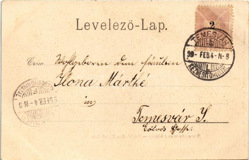 1899 (Vorläufer) Temesvár, Timisoara; Városi bérház. Moravetz Gyula kiadása / Städtisches Zins-Palais / tenement palace (EK) - Image 2