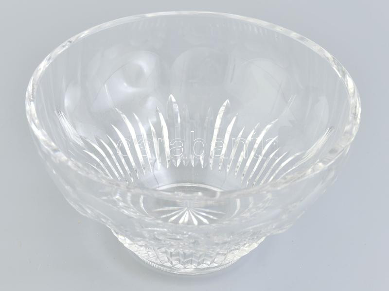 Dekoratív ólomkristály, nagyméretű kínálótál, hámozott, csiszolt kristály, hibátlan, m: 13 cm, d: 23 cm