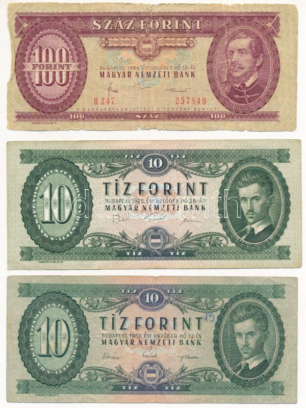 1975. 10Ft (2x) + 1975. 20Ft + 1984. 100Ft + 2007. 200Ft T:III,III- folt, ly., szakadás
