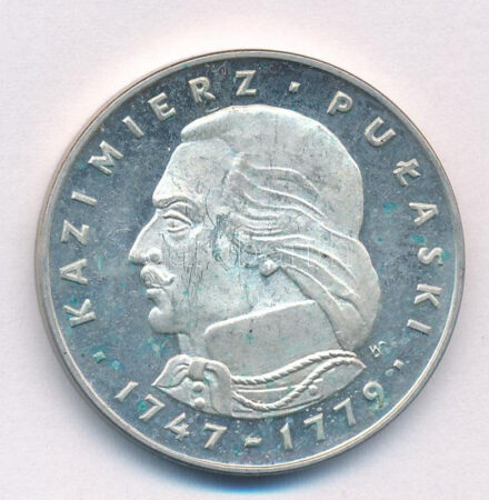 Lengyelország 1976. 100Zl Ag 'Pulaski Kázmér' T:1- (PP) patina, karc Poland 1976. 100 Zlotych Ag 'Casimir Pulaski' C:AU (PP) patina, scratch Krause Y#84