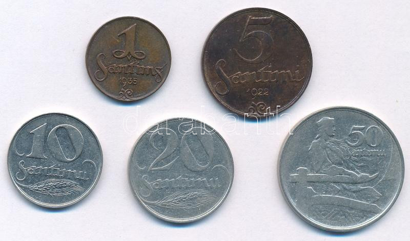 Lettország 1922-1935. 1s-50s (5xklf) T:2,2- Latvia 1922-1935. 1 Santims - 50 Santimu (5xklf) T:2,2-