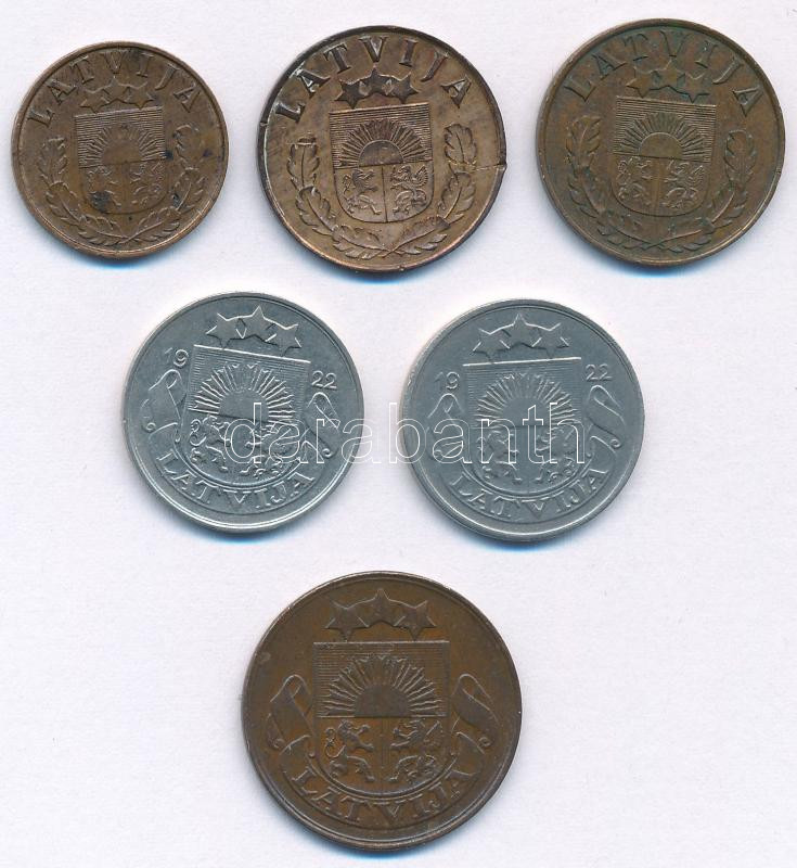 Lettország 1922. 5s bronz + 10s Ni (2db) + 1939. 1s bronz + 2s bronz (2db) T:2,2- ph. Latvia 1922. 5 Santimi bronze + 10 Santimu Ni (2pcs) + 1939. 1 Santims bronze + 2 Santims bronze (2pcs) C:XF,VF - Image 2