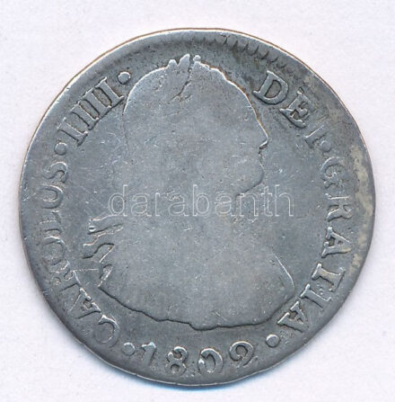 Mexikó 1809. 2R Ag 'IV. Károly' (5,9g/27mm) T:3 Mexico 1809. 2 Real Ag ' Carlos IV' (5,9g/27mm) C:F