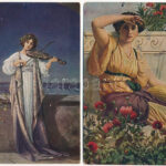 15 db RÉGI hölgy motívum képeslap vegyes minőségben / 15 pre-1945 lady motive postcards in mixed quality