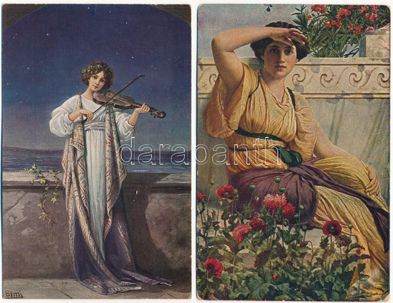 15 db RÉGI hölgy motívum képeslap vegyes minőségben / 15 pre-1945 lady motive postcards in mixed quality