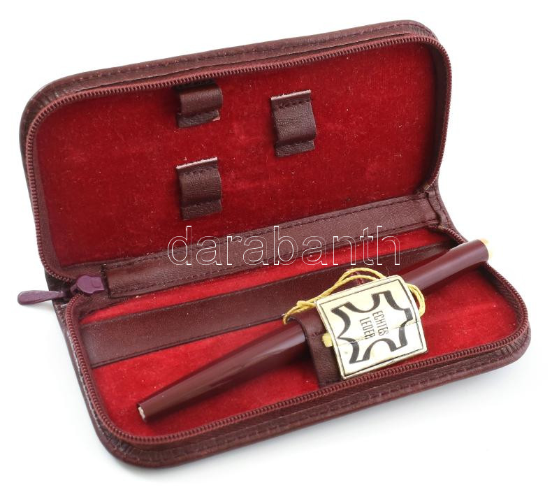 Montblanc bordó töltőtoll cca 1960. Megkímélt állapotban, hozzá bőr tolltartó 15,5 cm - Image 4