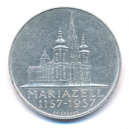 Ausztria 1957. 25Sch Ag '800 éves a Mariazelli kegytemplom' T:2 karc Austria 1957. 25 Schilling Ag '8th Centennial - Mariazell Basilica' C:XF scratch Krause KM#2883