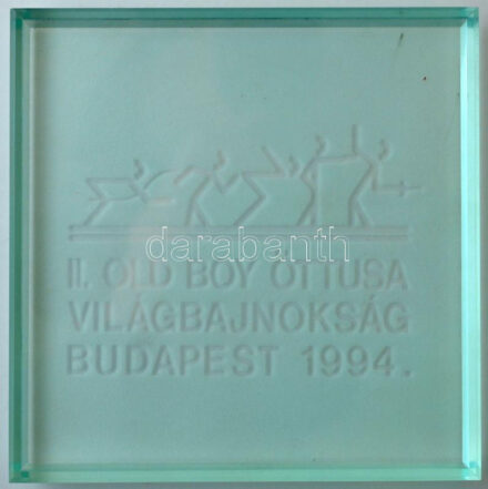 1994. 'II. Old Boy Öttusa Világbajnokság' üvegplakett eredeti papírtokban (118x118mm) T:1