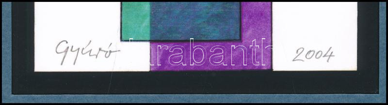 Gyúró István (1939-2021): Párhuzam, 2004. Computer grafika, papír, jelzett, paszpartuban. Kép/nyomat méret: 20,5x11 cm - Image 3