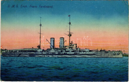 1916 SMS Erzherzog Franz Ferdinand az Osztrák-Magyar Haditengerészet Radetzky-osztályú csatahajója / K.u.K. Kriegsmarine / WWI Austro-Hungarian Navy ironclad warship. C. Fano 1915/16. 31. (EK)
