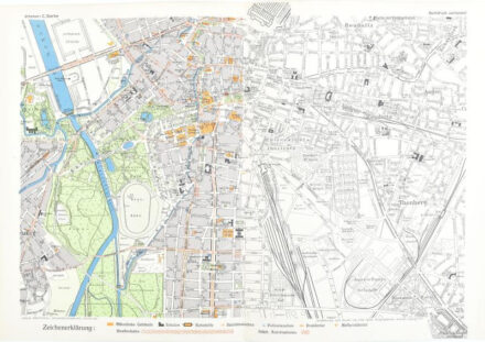 1938 Stadtplan von Gross-Leipzig / Lipcse várostérkép, 1 : 15.000, Verlag von Moritz Ruhl, Lepzig, 37,5x26 cm