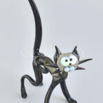 Murano fekete macska, kézzel készült üveg, hibátlan, m: 18 cm