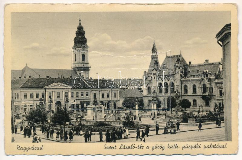 Nagyvárad, Oradea; Szent László tér a Görögkatolikus püspöki palotával. leporellólap 10 képpel / square, Greek Catholic bishop's palace (EK)