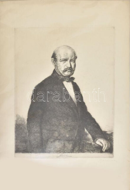 Boldizsár István (1897-1984): Semmelweis. Rézkarc, papír, jelzett. 45x34 cm