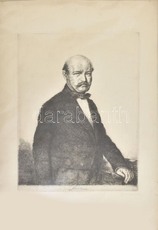 Boldizsár István (1897-1984): Semmelweis. Rézkarc, papír, jelzett. 45x34 cm