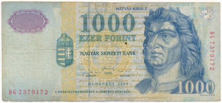 1998. 1000Ft 'DG 7379172' T:III- szakadás Adamo F55.6