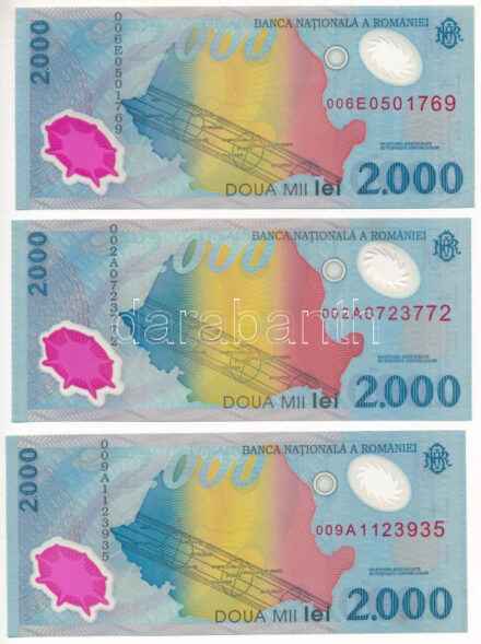 Románia 1999. 2000L 'Napfogyatkozás' (3x) T:I Romania 1999. 2000 Lei 'Solar eclipse' (3x) C:UNC Krause P#111