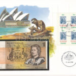 Ausztrália 1982-1983. 1D borítékban, alkalmi bélyeggel és bélyegzéssel T:I Australia 1982-1983. 1 Dollar in envelope with stamps and cancellations C:UNC