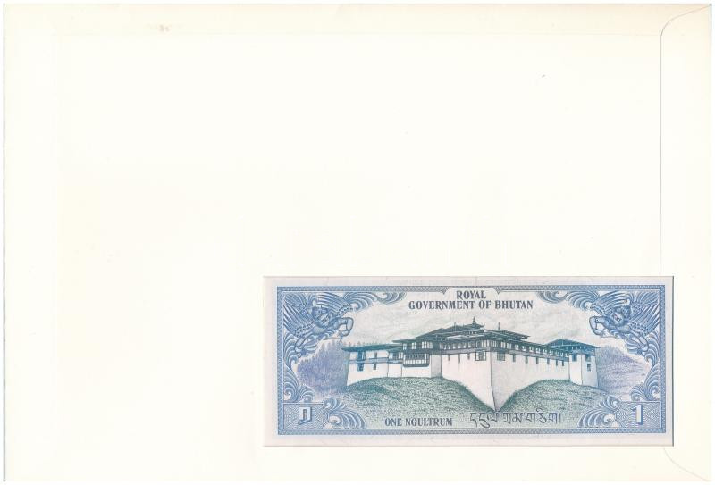 Bhutan 1N DN (1981-1985). felbélyegzett borítékban, bélyegzéssel T:I Bhutan ND (1981-1985). 1 Ngultrum in envelope with stamp and cancellation C:UNC - Image 2
