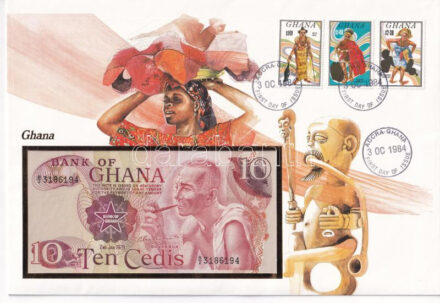 Ghána 1978. 10C felbélyegzett borítékban, bélyegzéssel T:I Ghana 1978. 10 Cedis in envelope with stamp and cancellation C:UNC