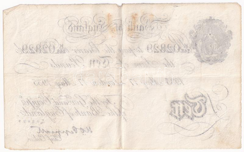 Nagy-Britannia 1935. 10P a második világháborús 'Bernhard művelet' hamis bankjegye 'K148 02829', szokásos tűnyommal T:III folt, szakadás Great Britain 1935. 10 Pounds fake banknote of 'Operation Bernhard' in World War II, 'K148 02829', - Image 2