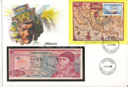 Mexikó 1977. 20P felbélyegzett borítékban, bélyegzéssel T:I Mexico 1977. 20 Pesos in envelope with stamp and cancellation C:UNC