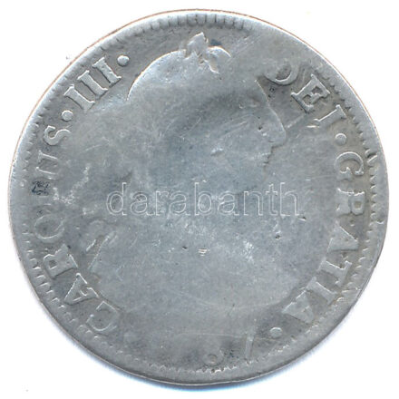 Mexikó 1787FM 2R Ag 'III. Károly'(5,84g) T:3- hajlott Mexico 1787FM 2 Real Ag 'Charles III' (5,84g) C:VG curved Krause KM#88.2a